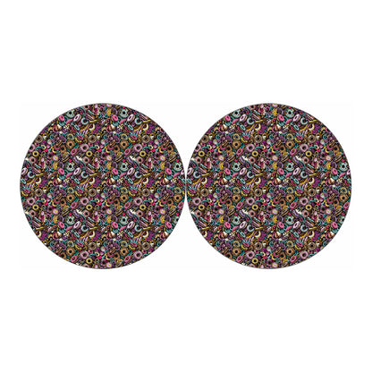 Graffiti Donut Pattern Print Car Coasters