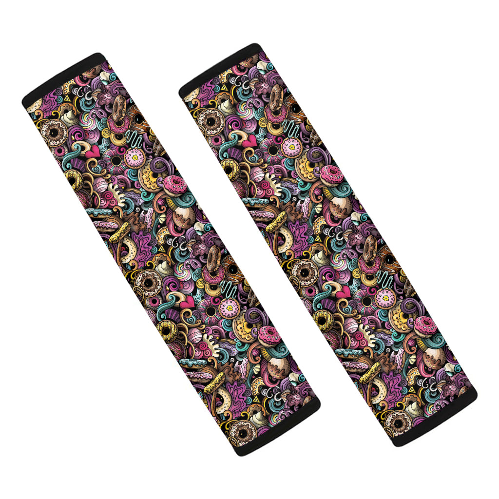 Graffiti Donut Pattern Print Car Seat Belt Covers