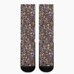 Graffiti Donut Pattern Print Crew Socks