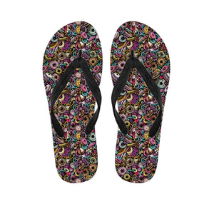 Graffiti Donut Pattern Print Flip Flops