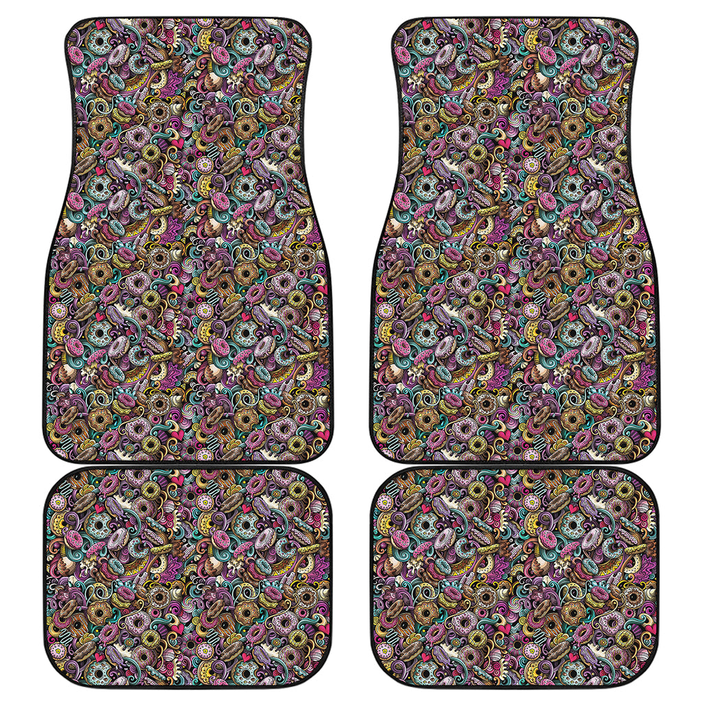 Graffiti Donut Pattern Print Front and Back Car Floor Mats