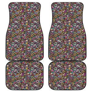 Graffiti Donut Pattern Print Front and Back Car Floor Mats