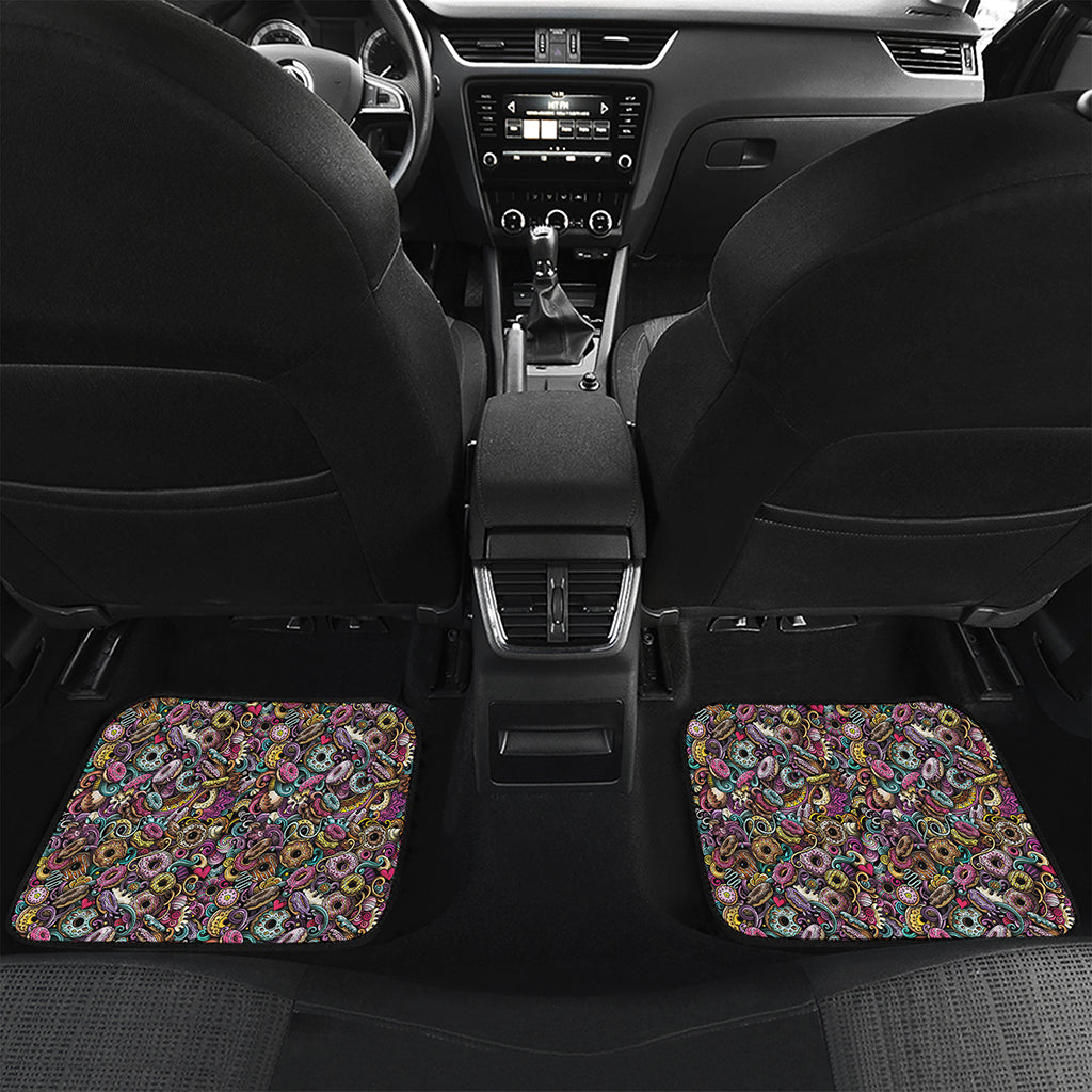 Graffiti Donut Pattern Print Front and Back Car Floor Mats