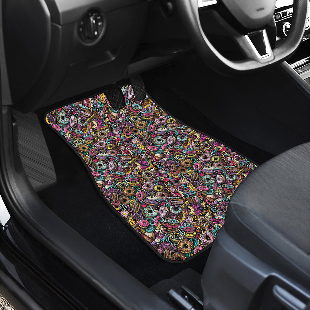 Graffiti Donut Pattern Print Front and Back Car Floor Mats