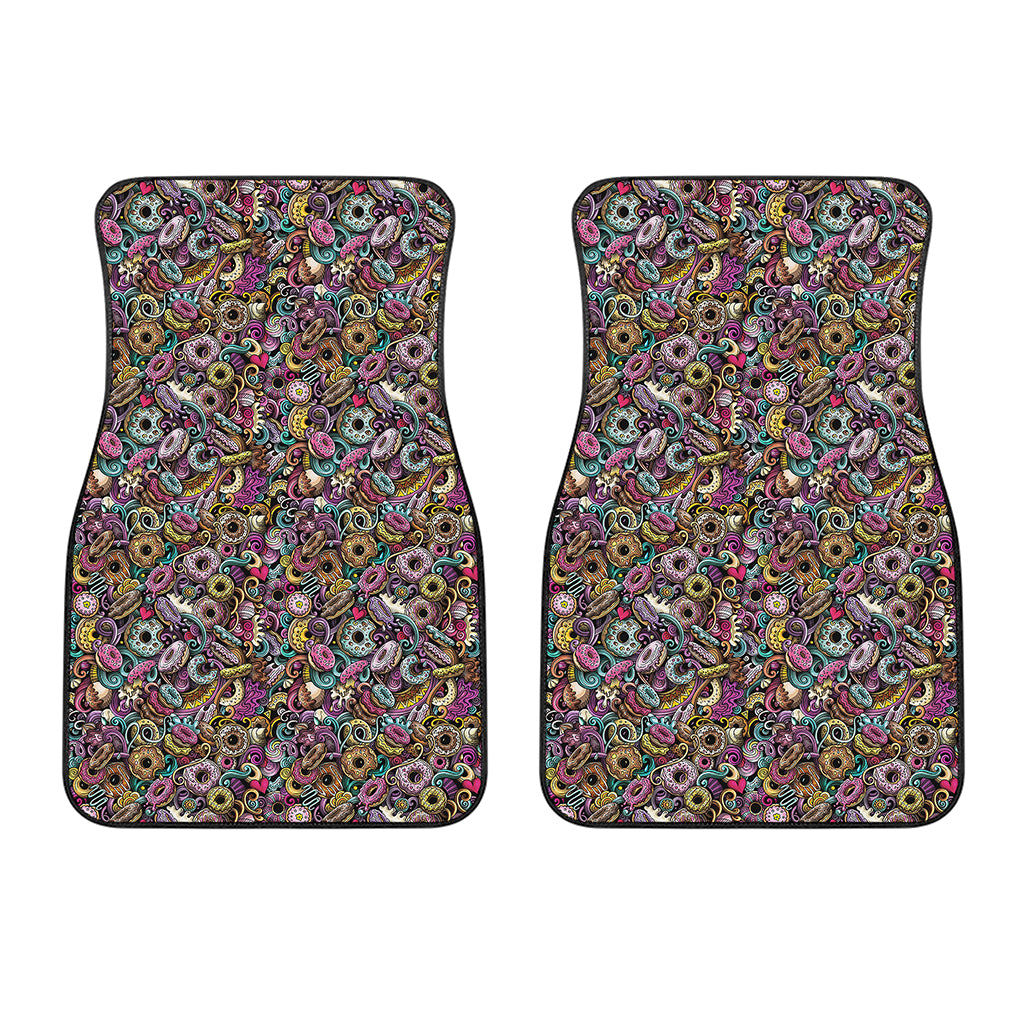 Graffiti Donut Pattern Print Front Car Floor Mats