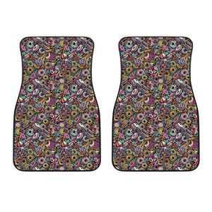 Graffiti Donut Pattern Print Front Car Floor Mats