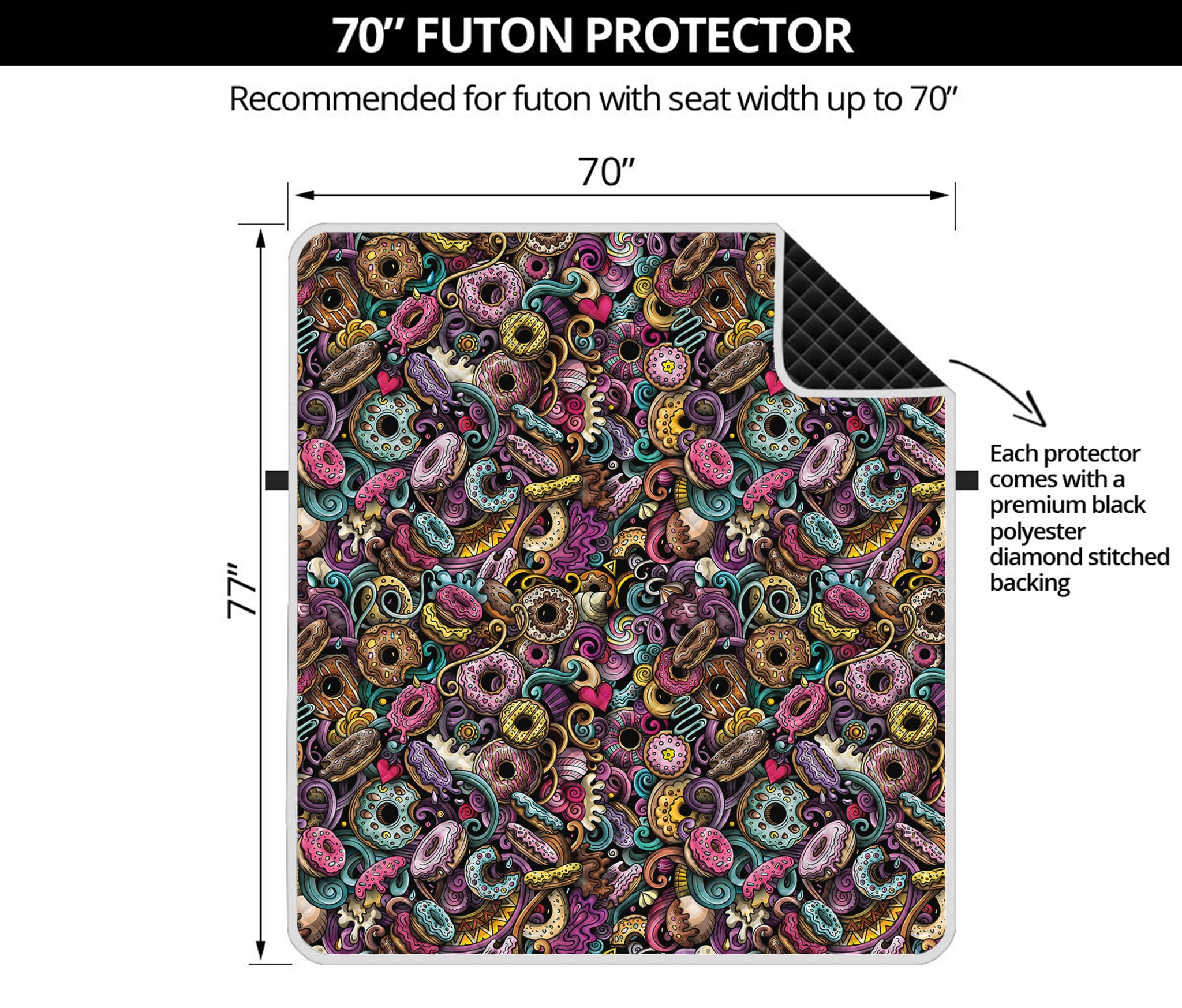 Graffiti Donut Pattern Print Futon Protector