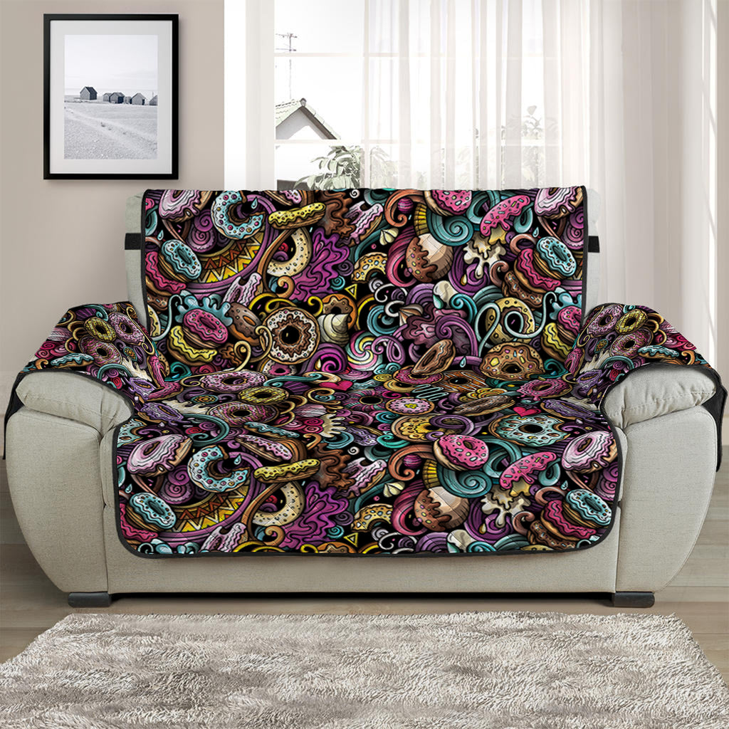 Graffiti Donut Pattern Print Half Sofa Protector