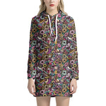 Graffiti Donut Pattern Print Hoodie Dress