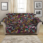 Graffiti Donut Pattern Print Loveseat Protector