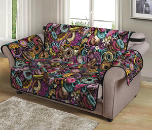 Graffiti Donut Pattern Print Loveseat Protector