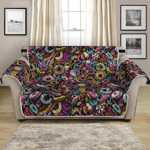 Graffiti Donut Pattern Print Loveseat Protector