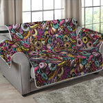 Graffiti Donut Pattern Print Loveseat Protector