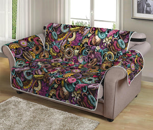 Graffiti Donut Pattern Print Loveseat Protector