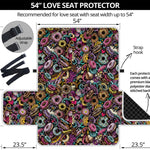 Graffiti Donut Pattern Print Loveseat Protector