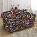 Graffiti Donut Pattern Print Loveseat Slipcover