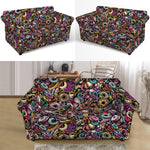 Graffiti Donut Pattern Print Loveseat Slipcover