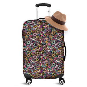 Graffiti Donut Pattern Print Luggage Cover