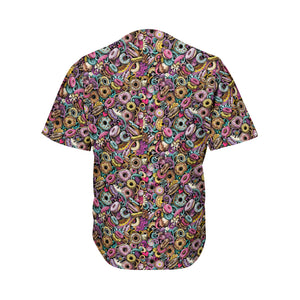 Graffiti Donut Pattern Print Men's Baseball Jersey