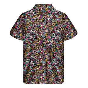 Graffiti Donut Pattern Print Men's Short Sleeve Shirt