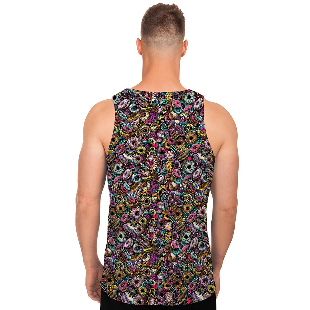 Graffiti Donut Pattern Print Men's Tank Top