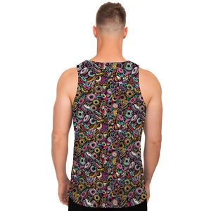 Graffiti Donut Pattern Print Men's Tank Top