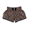 Graffiti Donut Pattern Print Muay Thai Boxing Shorts