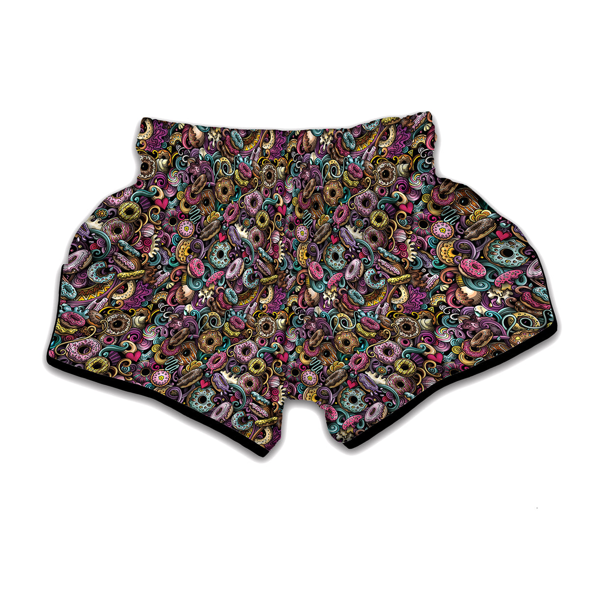 Graffiti Donut Pattern Print Muay Thai Boxing Shorts