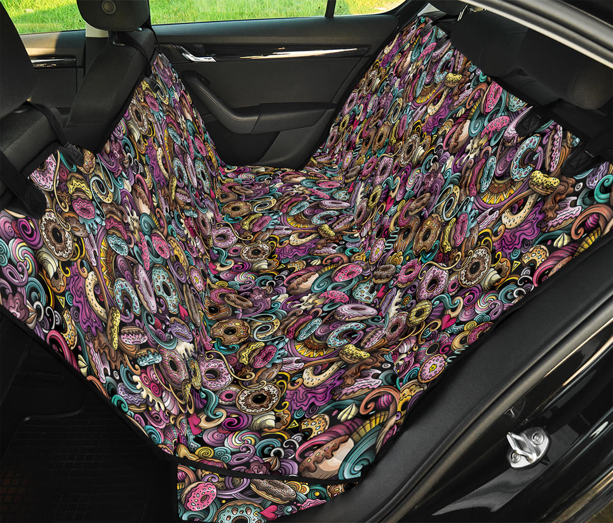 Graffiti Donut Pattern Print Pet Car Back Seat Cover