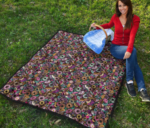 Graffiti Donut Pattern Print Quilt