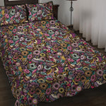 Graffiti Donut Pattern Print Quilt Bed Set