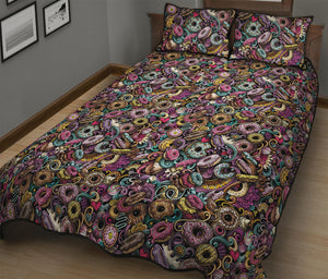 Graffiti Donut Pattern Print Quilt Bed Set