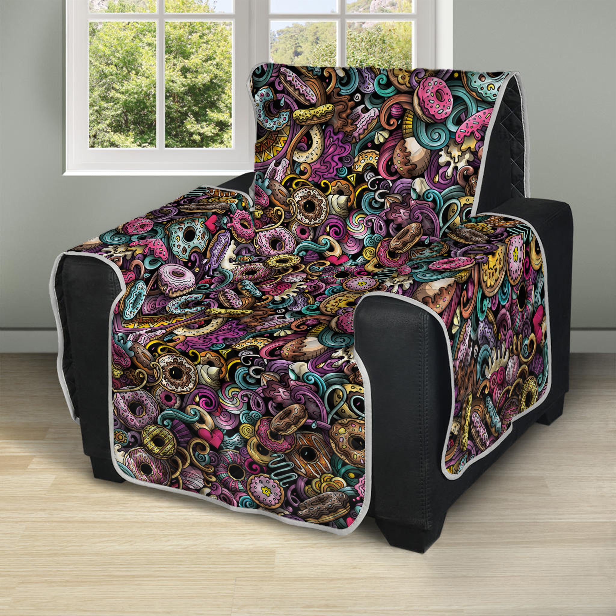 Graffiti Donut Pattern Print Recliner Protector