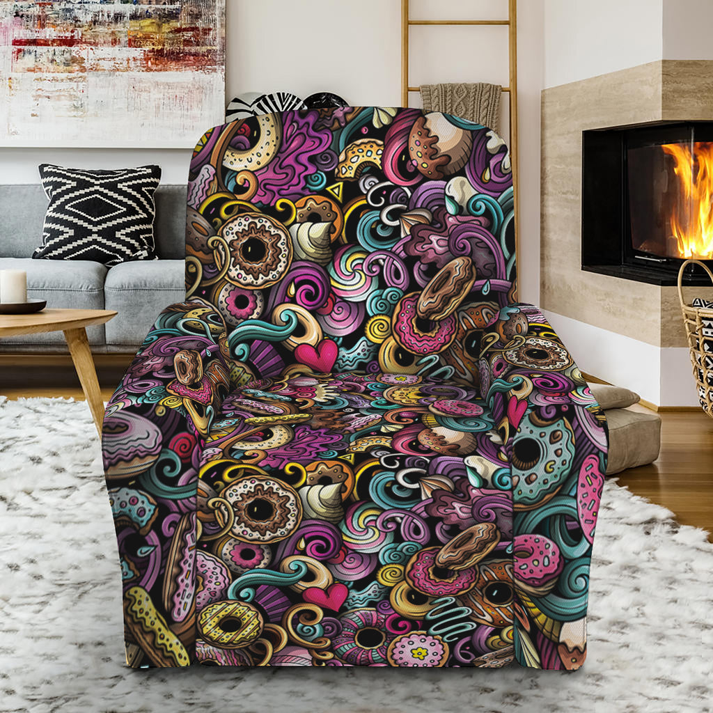 Graffiti Donut Pattern Print Recliner Slipcover