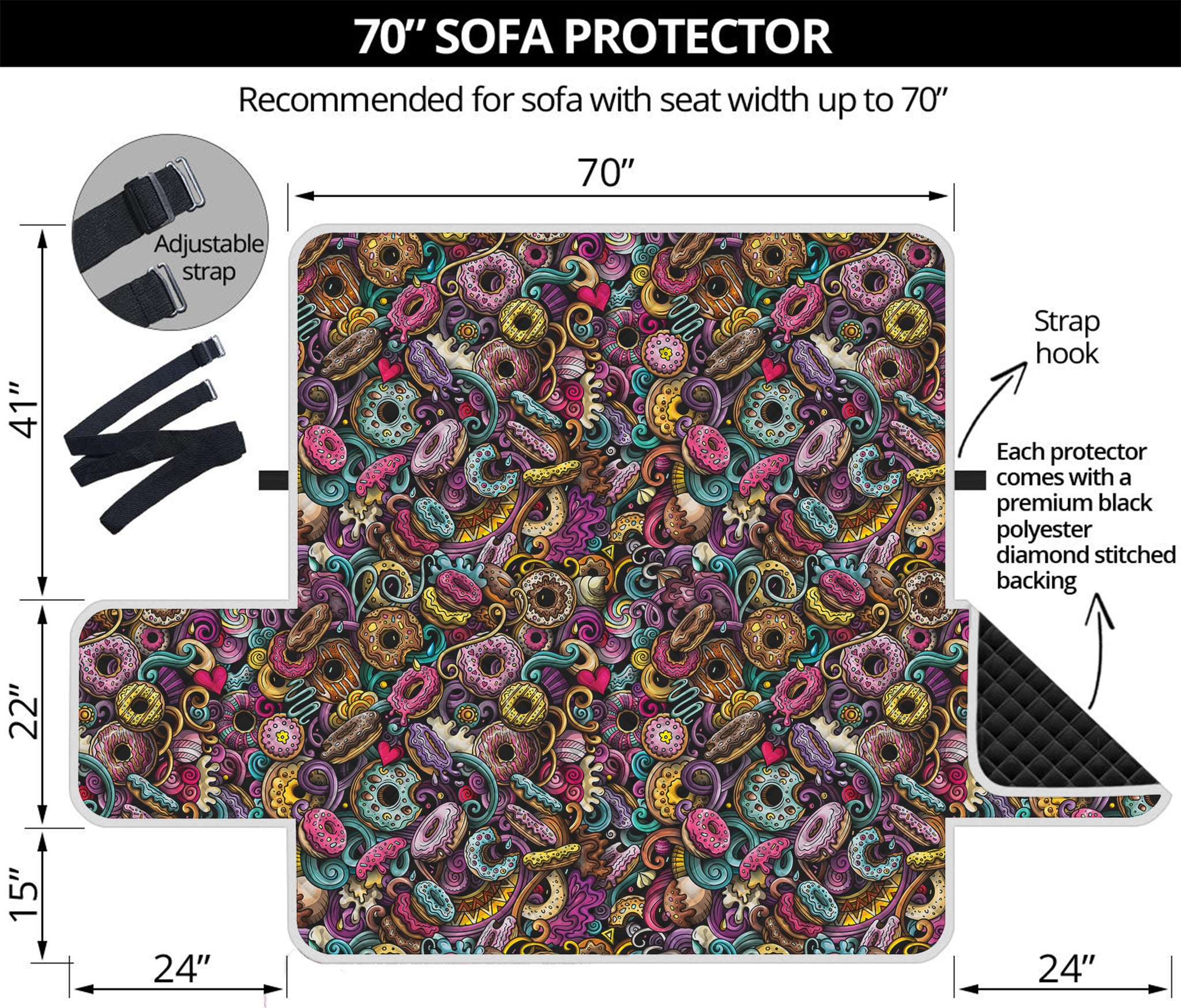 Graffiti Donut Pattern Print Sofa Protector