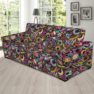 Graffiti Donut Pattern Print Sofa Slipcover