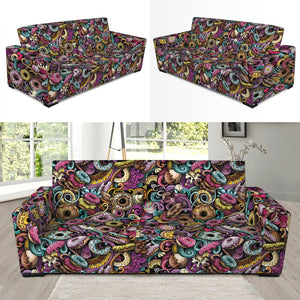 Graffiti Donut Pattern Print Sofa Slipcover