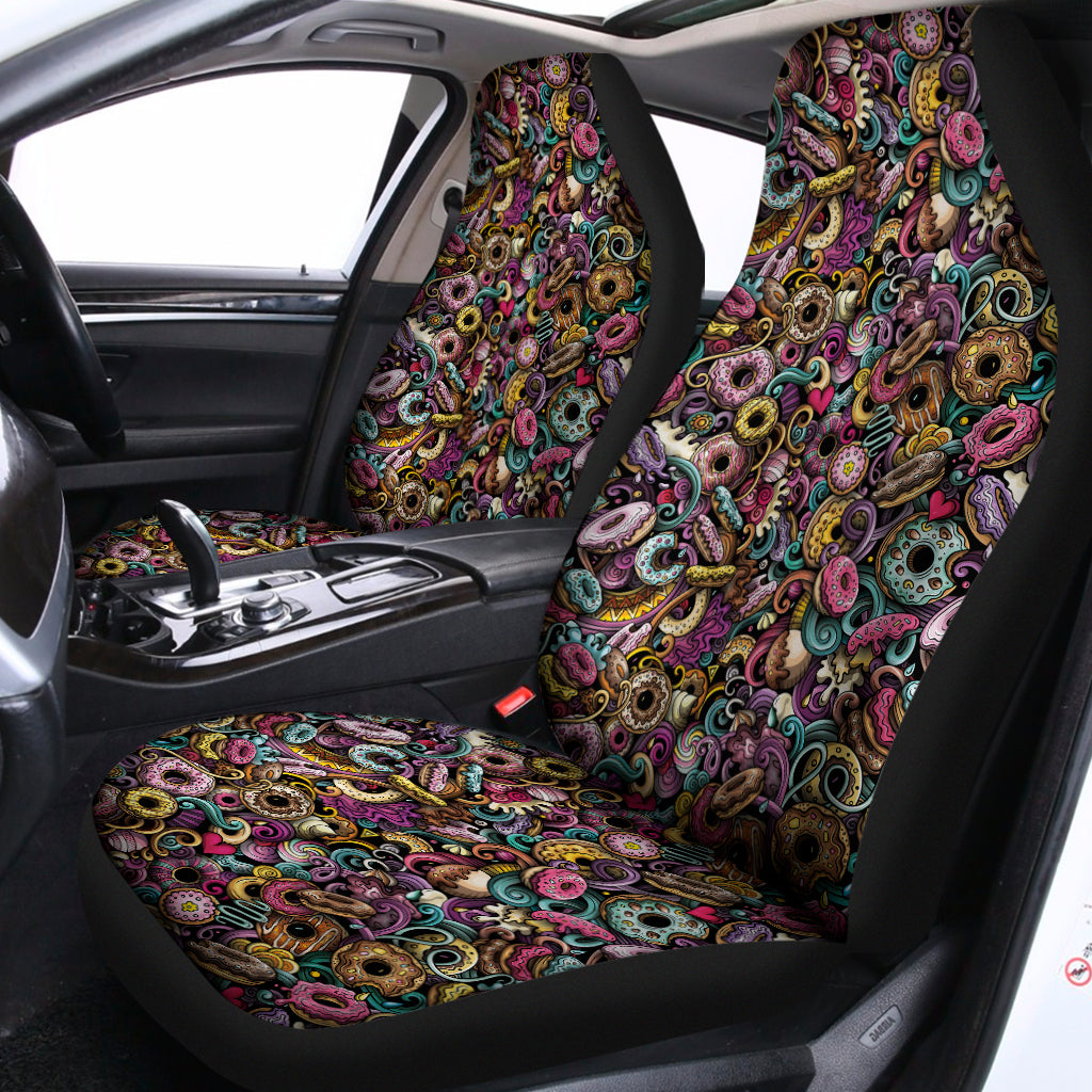 Graffiti Donut Pattern Print Universal Fit Car Seat Covers