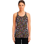 Graffiti Donut Pattern Print Women's Racerback Tank Top