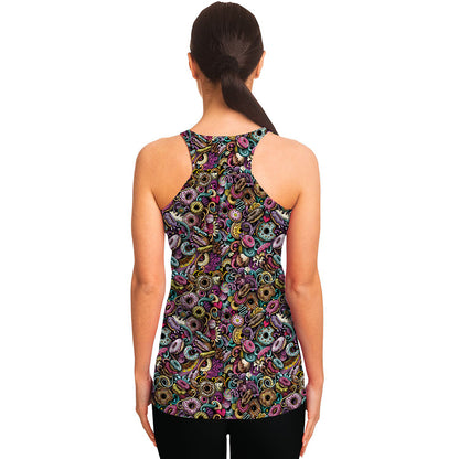 Graffiti Donut Pattern Print Women's Racerback Tank Top