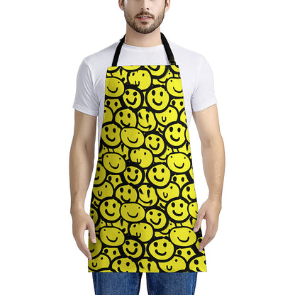 Graffiti Happy Emoji Pattern Print Apron