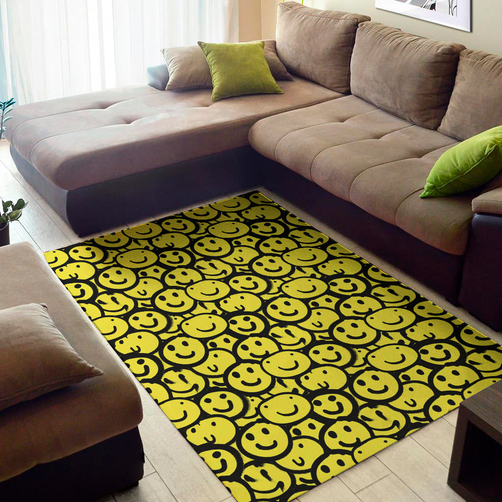 Graffiti Happy Emoji Pattern Print Area Rug