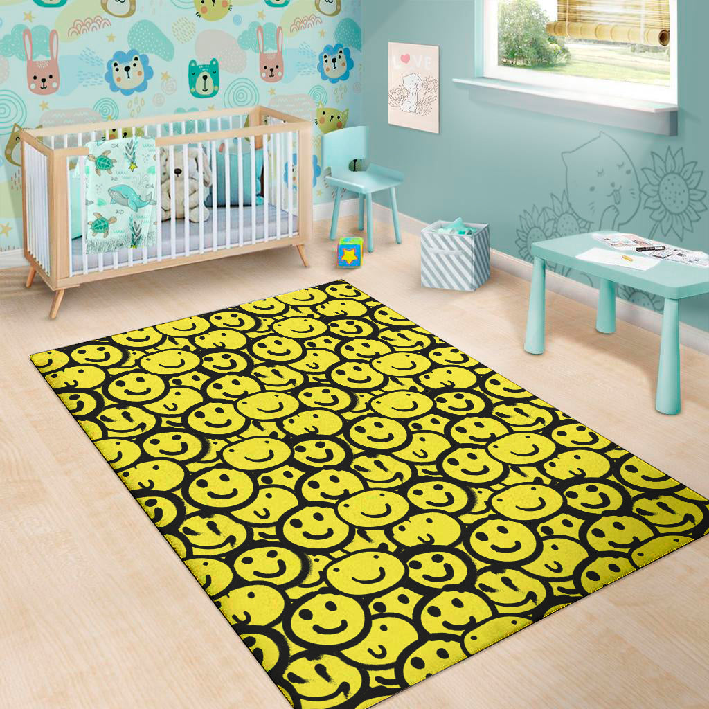 Graffiti Happy Emoji Pattern Print Area Rug