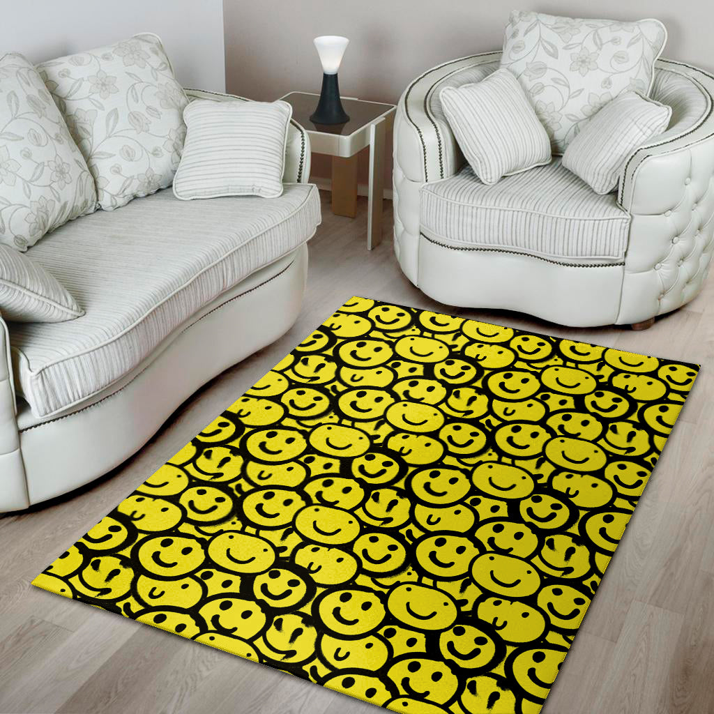 Graffiti Happy Emoji Pattern Print Area Rug