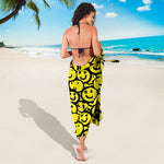 Graffiti Happy Emoji Pattern Print Beach Sarong Wrap