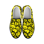 Graffiti Happy Emoji Pattern Print Black Slip On Shoes