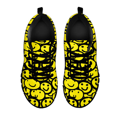 Graffiti Happy Emoji Pattern Print Black Sneakers