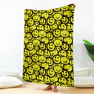 Graffiti Happy Emoji Pattern Print Blanket