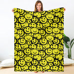 Graffiti Happy Emoji Pattern Print Blanket