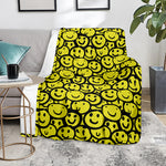 Graffiti Happy Emoji Pattern Print Blanket